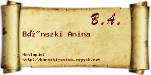 Bánszki Anina névjegykártya